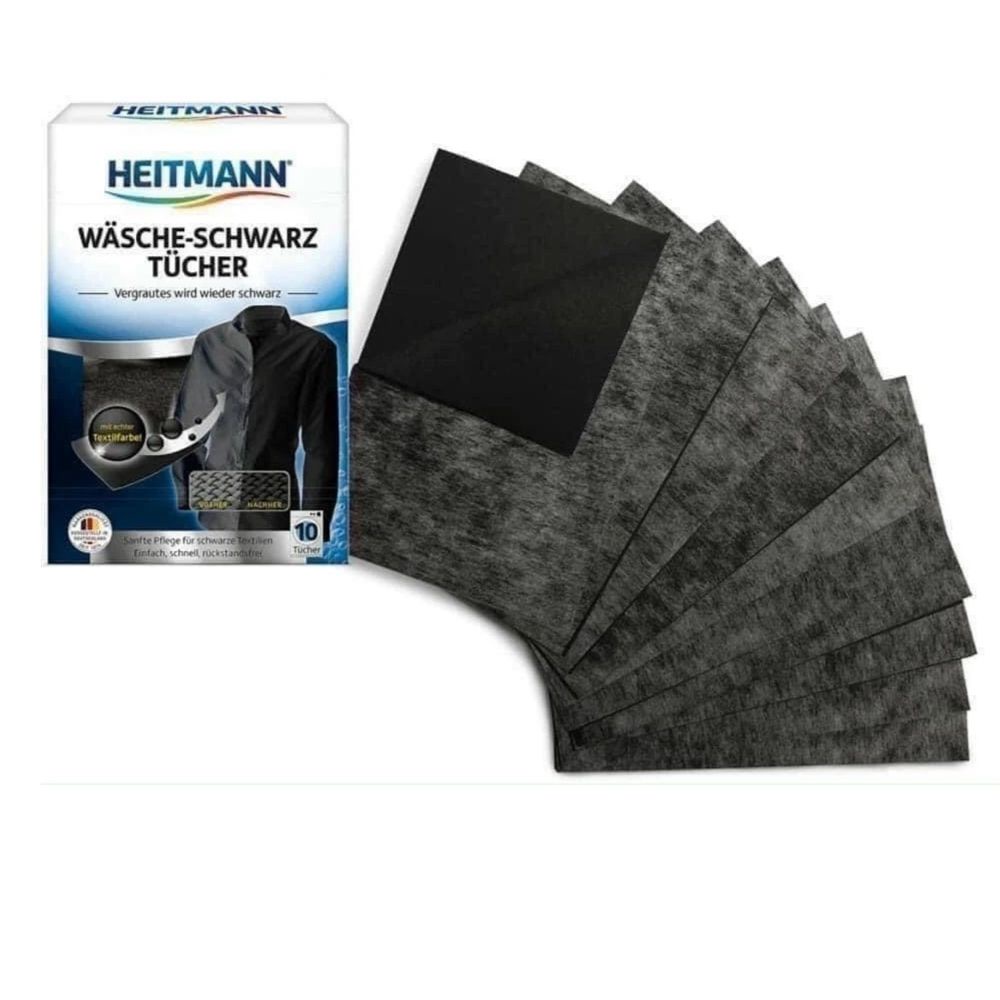 Hộp 10 tờ Giấy giặt đen quần áo Heitmann tái tạo màu đen, Hàng Đức - Shop Lavenic