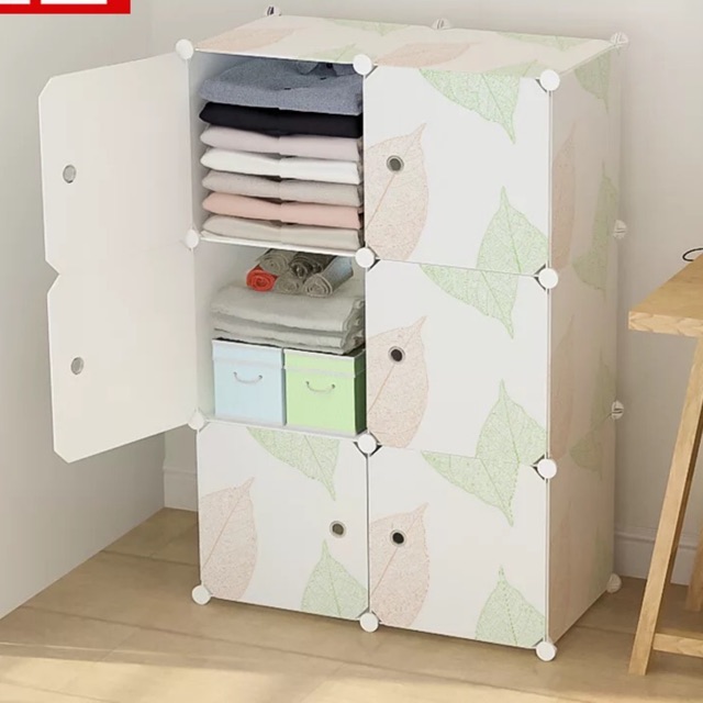 Tủ nhựa ghép 6 ô, tủ quần áo lắp ghép đa năng. Tặng 1 treo đồ.