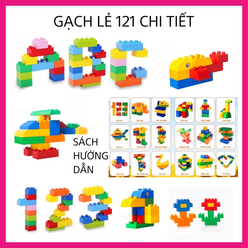 Đồ chơi xếp hình cho bé lắp ráp sáng tạo, gạch loại to size duplo 121 chi tiết