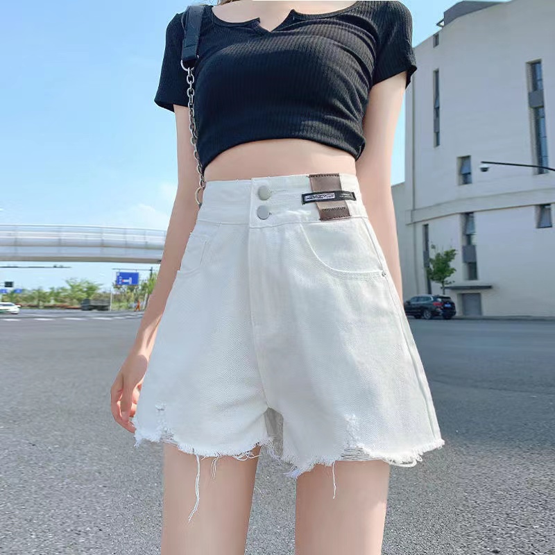 Quần Short Denim Lưng Cao Dáng Rộng Cỡ Lớn Thời Trang Hàn Quốc Xinh Xắn Cho Nữ