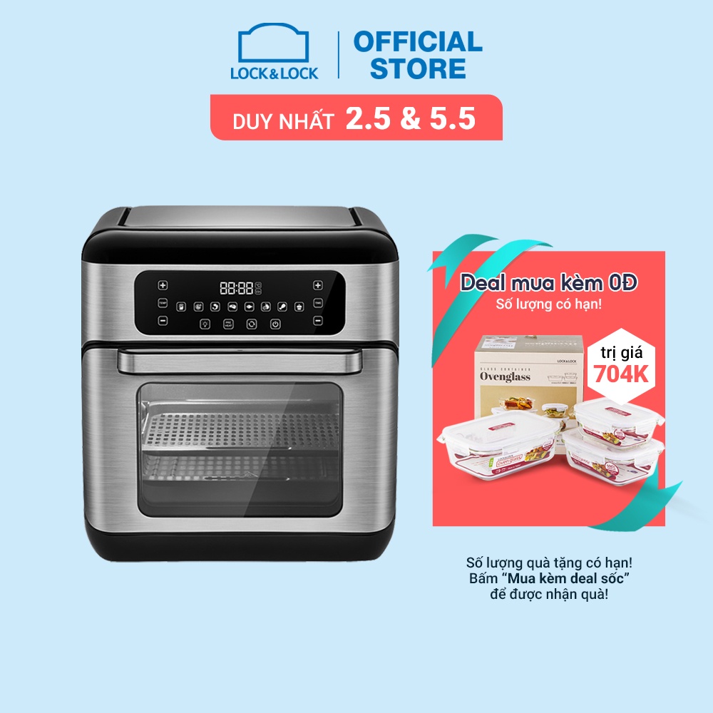 [Mã ELHADEV giảm 4% đơn 300K] Lò nướng chân không điện tử Lock&amp;Lock All-in-one Air Fryer Oven 10L Màu đen - EJF291BLK