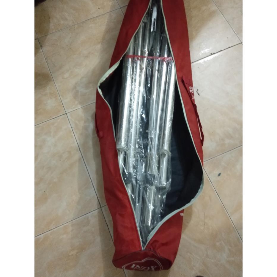 Võng xếp Inox cỡ lớn khung dầy phi 32 kèm lưới 2 lop