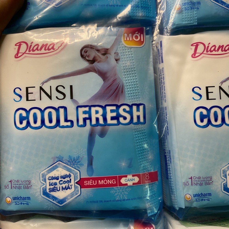 2 Gói Băng Vệ Sinh Diana Sensi Cool Fresh Siêu Mỏng Cánh 23cm (8 Miếng/Gói)