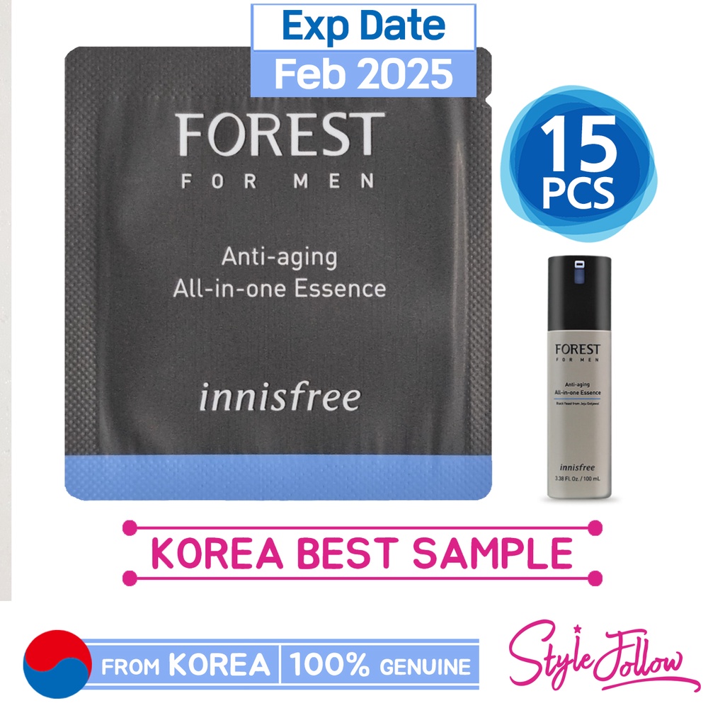 INNISFREE Bộ 15 / 15 / 15 / 15ml Chất Lượng❤️Tinh Chất Forest for Men Chống Lão Hóa Tất Cả Trong Một 1ml