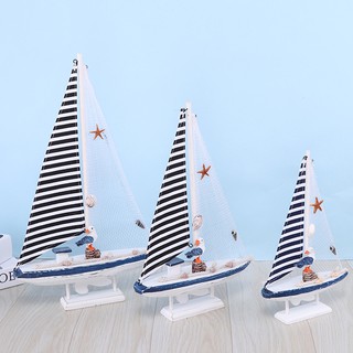 Mô hình thuyền buồm trang trí kẻ sọc nhiều size  - Decor đồ trang trí theo phong cách biển Địa Trung Hải