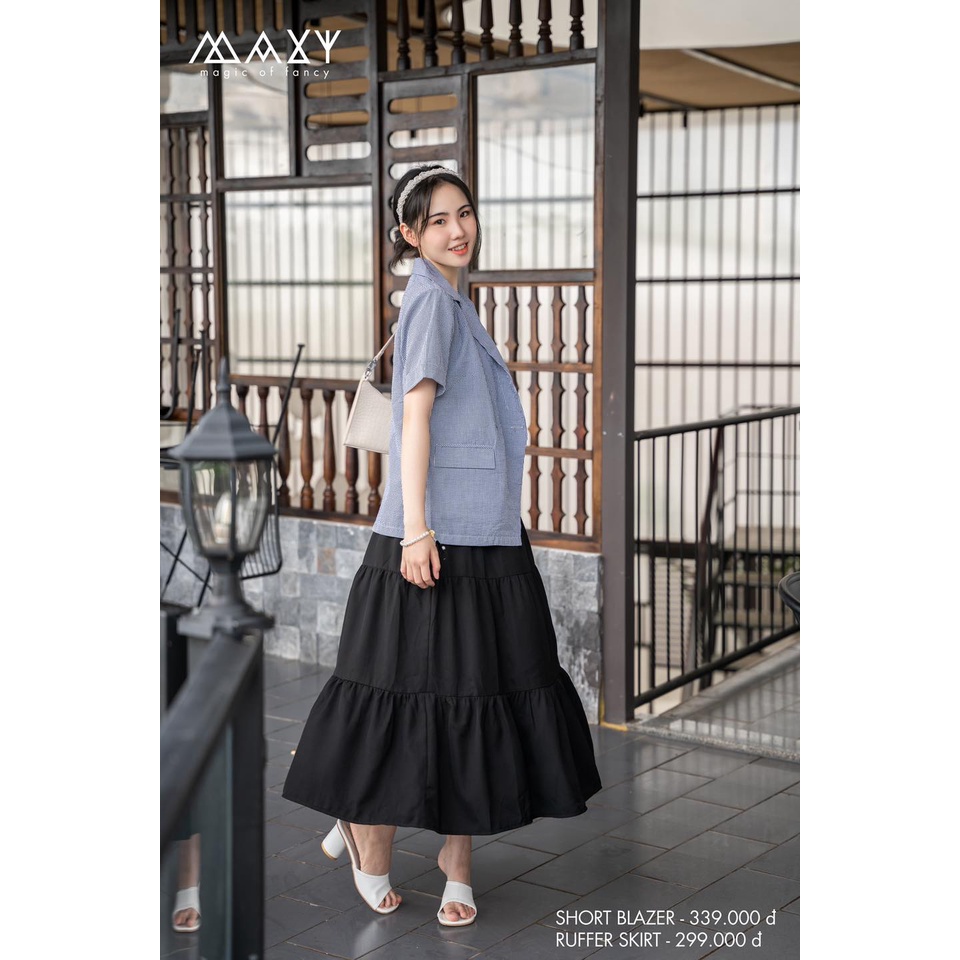 Áo blazer tay ngắn sọc caro đen short blazer black caro Maxy Workshop