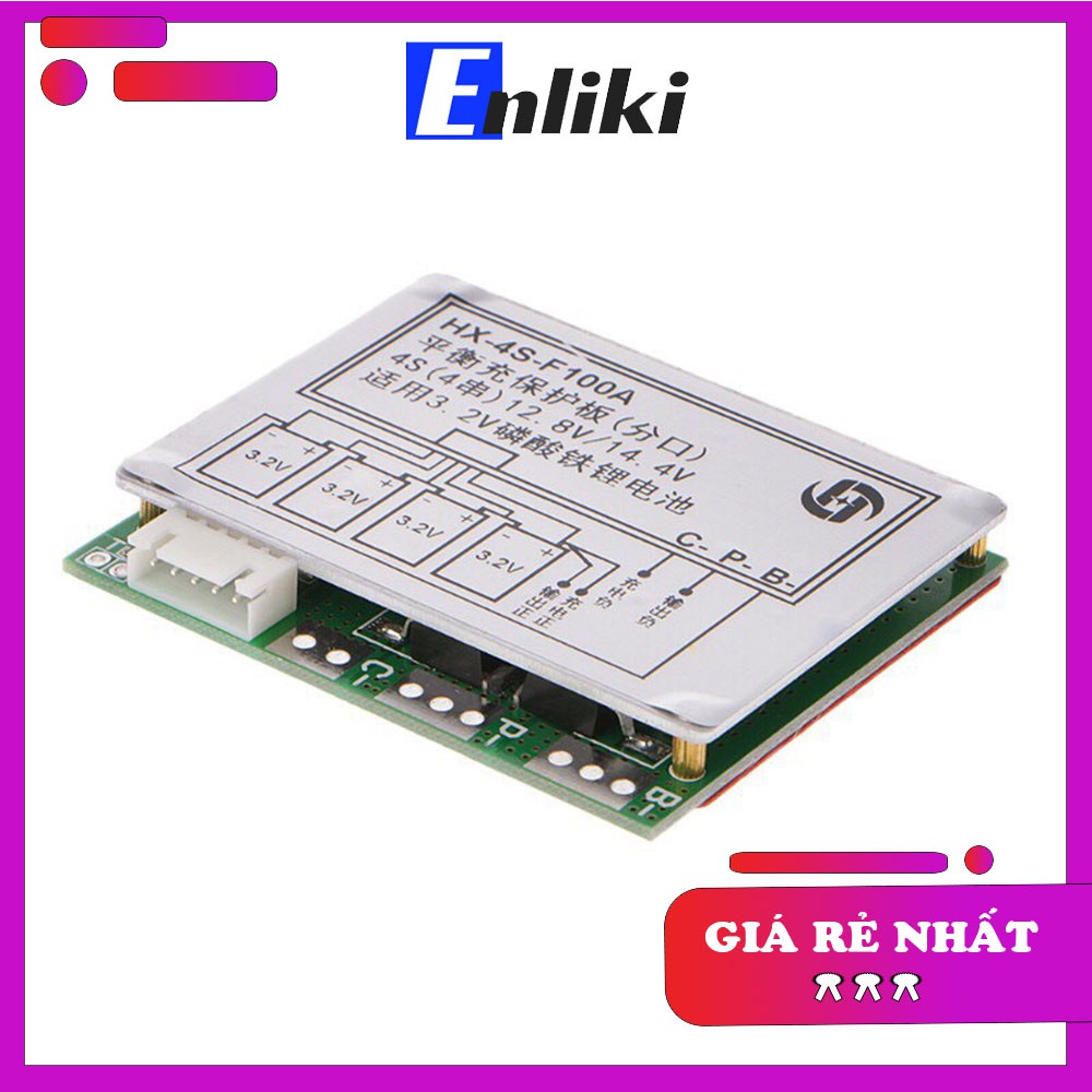 HX-4S-F100A Mạch Bảo Vệ BMS Cho Pin Sắt LiFePO4 3.2V - Hệ 4 Cell Nối Tiếp