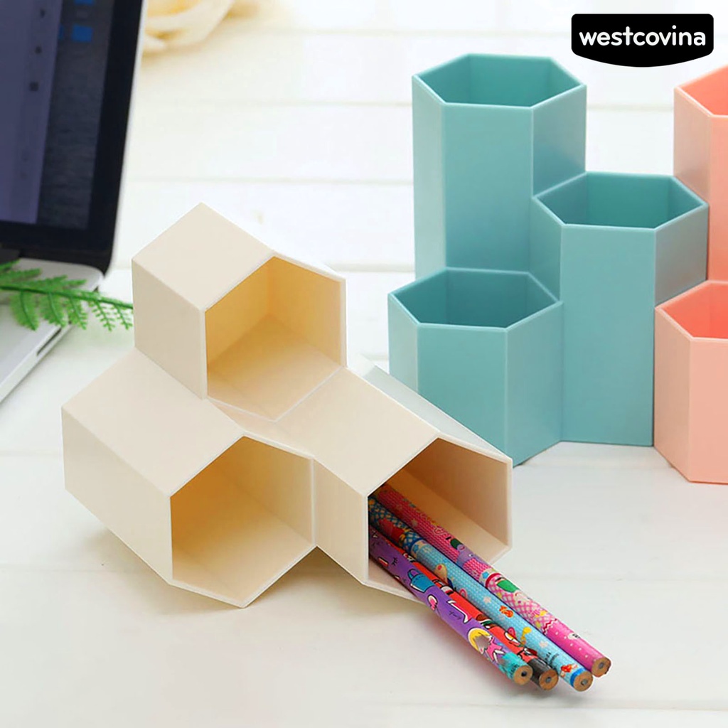[Hot]✍Giá Đỡ Bút 3 Ngăn Hình Lục Giác Tiết Kiệm Không Gian Tiện Dụng