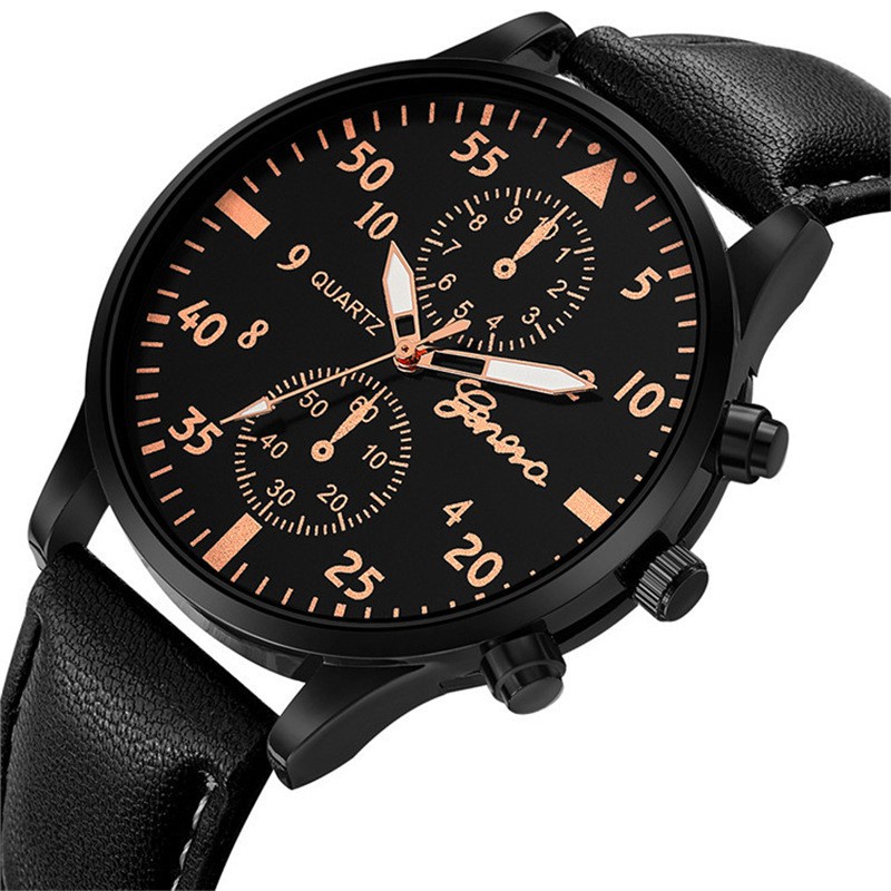 Đồng Hồ Nam GENEVA 40mm Dây Da Cao Cấp Fullbox, 6 Kim BH 12 Tháng GENA4 - Hàng mới về