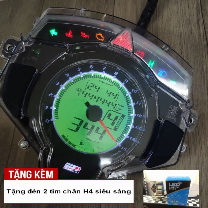 Đồng hồ điện tử Uma cho xe EXCITER 135, EXCiTER 150 đời 2011 đến 2014 - Tặng kèm đèn LED 2 tim chân H4 siêu sáng - A2030