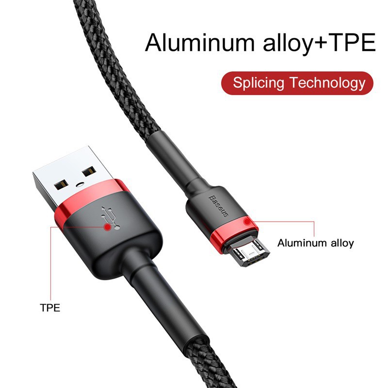 Dây Sạc SamsungĐảo Đầu + Truyền Dữ LiệuCáp Sạc Baseus Cafule Micro USB - Dây Sạc Nhanh Quick Charge 3.0-2.4A