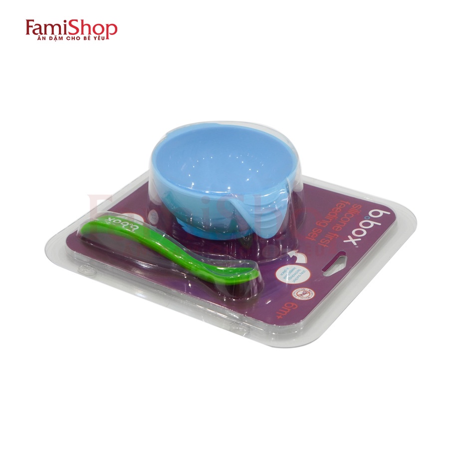 FamiShop Set bát+ thìa silicone cho bé ăn dặm B.BOX