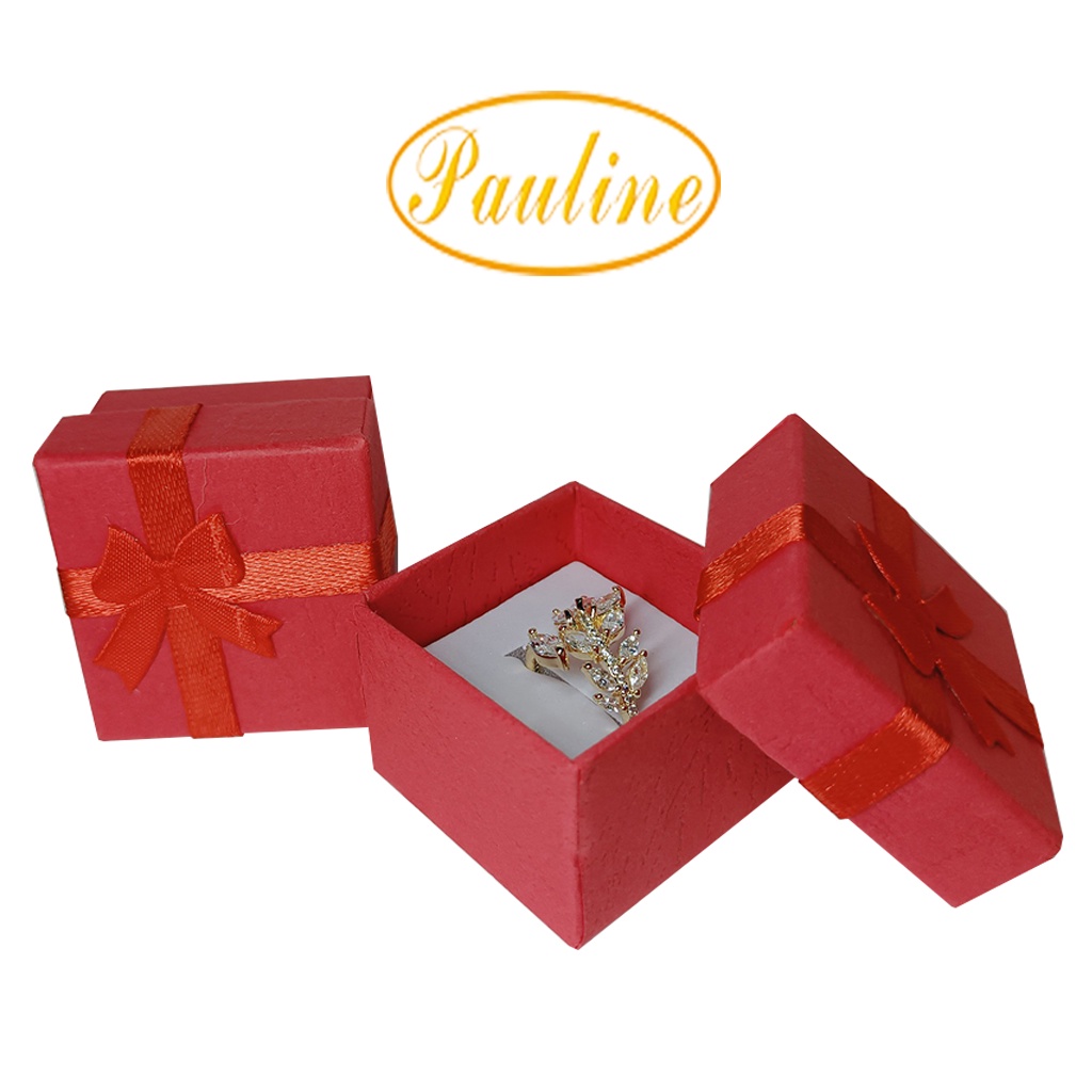 Hộp giấy đựng đồ trang sức 4x4x3 H443N đính nơ nhiều màu - Pauline's Store