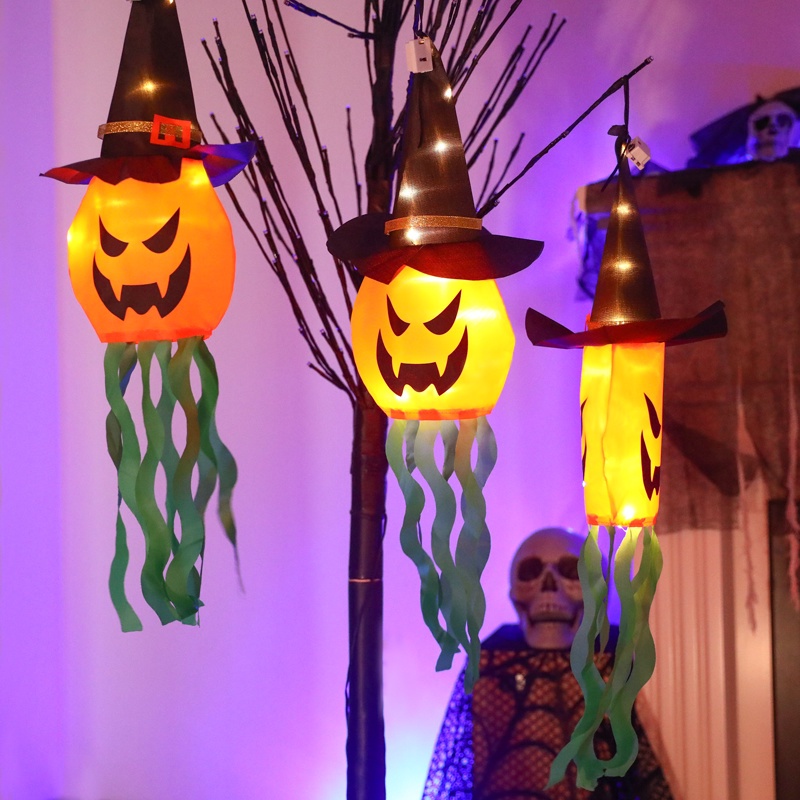 (Meteorite) Dây Đèn LED Treo Mũ Phù Thủy Chạy Bằng Pin Trang Trí Phòng Halloween