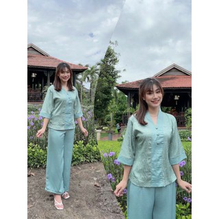 SET BỘ BỜ LAI LỤA GẤM 3 NÚT #ĐỒ LAM _ĐỒ ĐI CHÙA