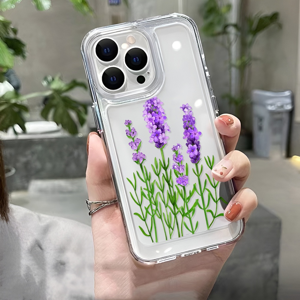 Ốp Điện Thoại Trong Suốt Hình Hoa Oải Hương Cho iphone 14 Plus 11 13promax 12 7Plus X XS Max 7 8