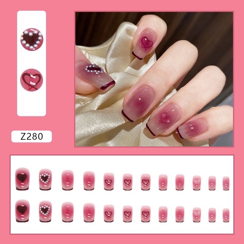 Bộ 24 móng giả đính charm siêu cưng