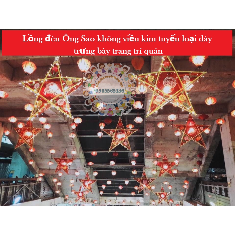 [50Cm] Lồng Đèn Ông Sao Không Viền Tròn Loại Dày Dùng Trưng Bày Trang Trí
