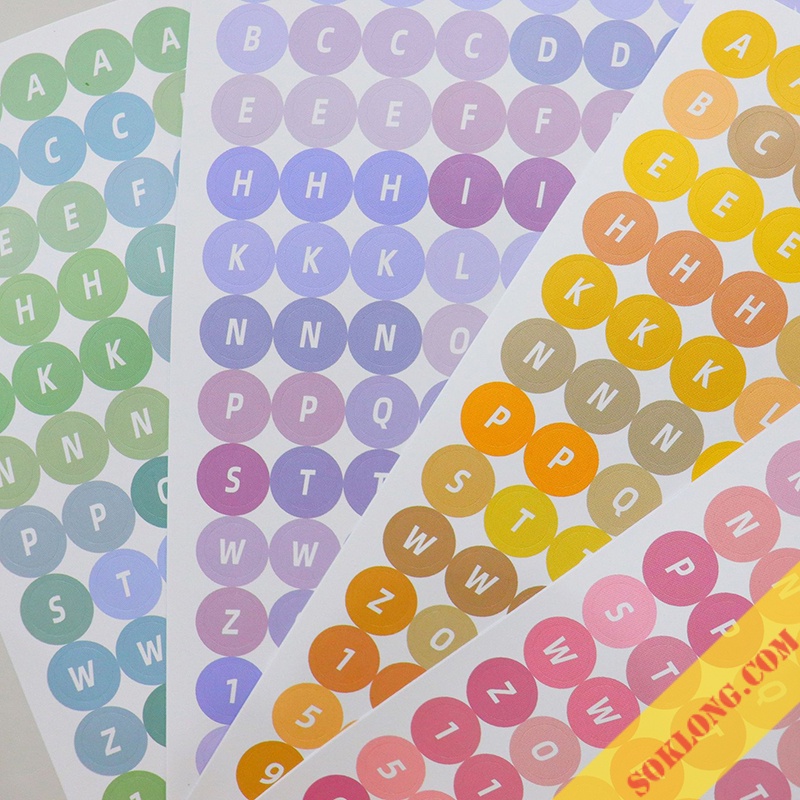 Sticker chữ in hoa alphabet màu pastel STI56 nhãn dán chữ tiếng anh trang trí sổ vở SOKLONG, bullet journal