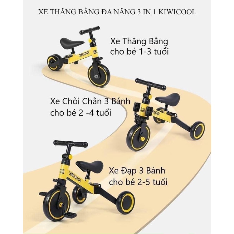 Xe cân bằng kiwicool kiêm xe đạp 3 bánh và xe chòi chân