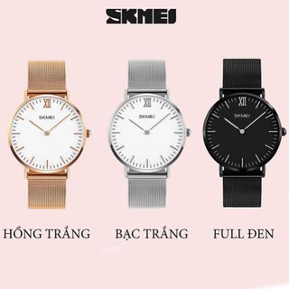 [XẢ KHO CẮT LỖ]  Đồng hồ đôi Skmei 1185 dây thép lụa mặt tròn