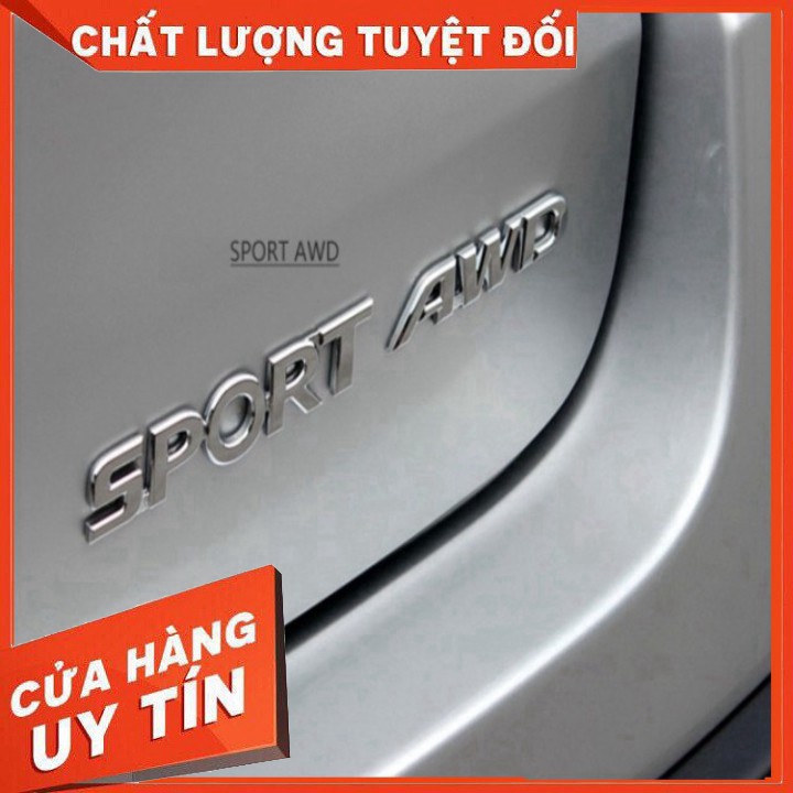 Decal tem chữ AWD inox dán ô tô G40108 QN