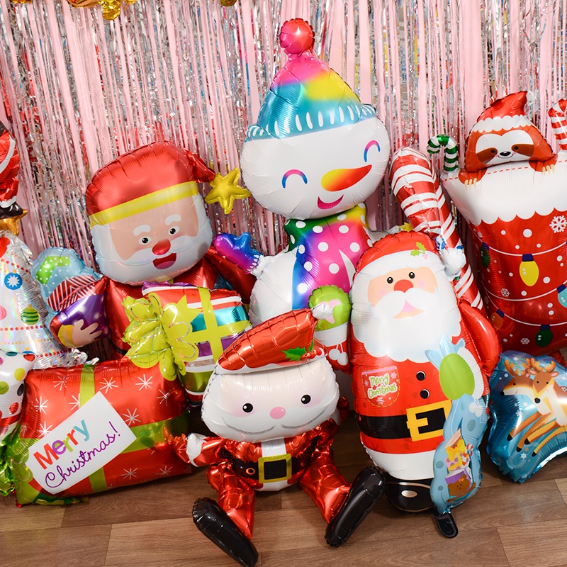 Bong bóng lá nhôm hình ông già noel/ người tuyết/ tuần lộc dành cho trang trí nhà cửa dịp Giáng Sinh năm mới