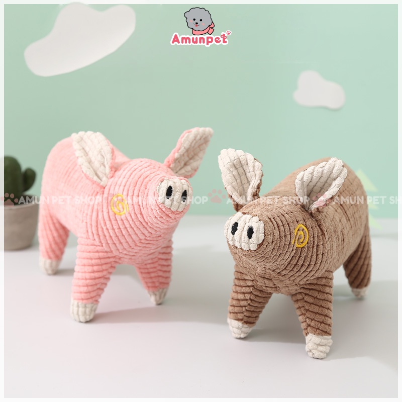 Đồ Chơi Cho Chó Mèo Cao Cấp Hình Heo Lợn Nhồi Bông Phát Ra Tiếng Cho Thú Cưng Chút Chít Amun Pet