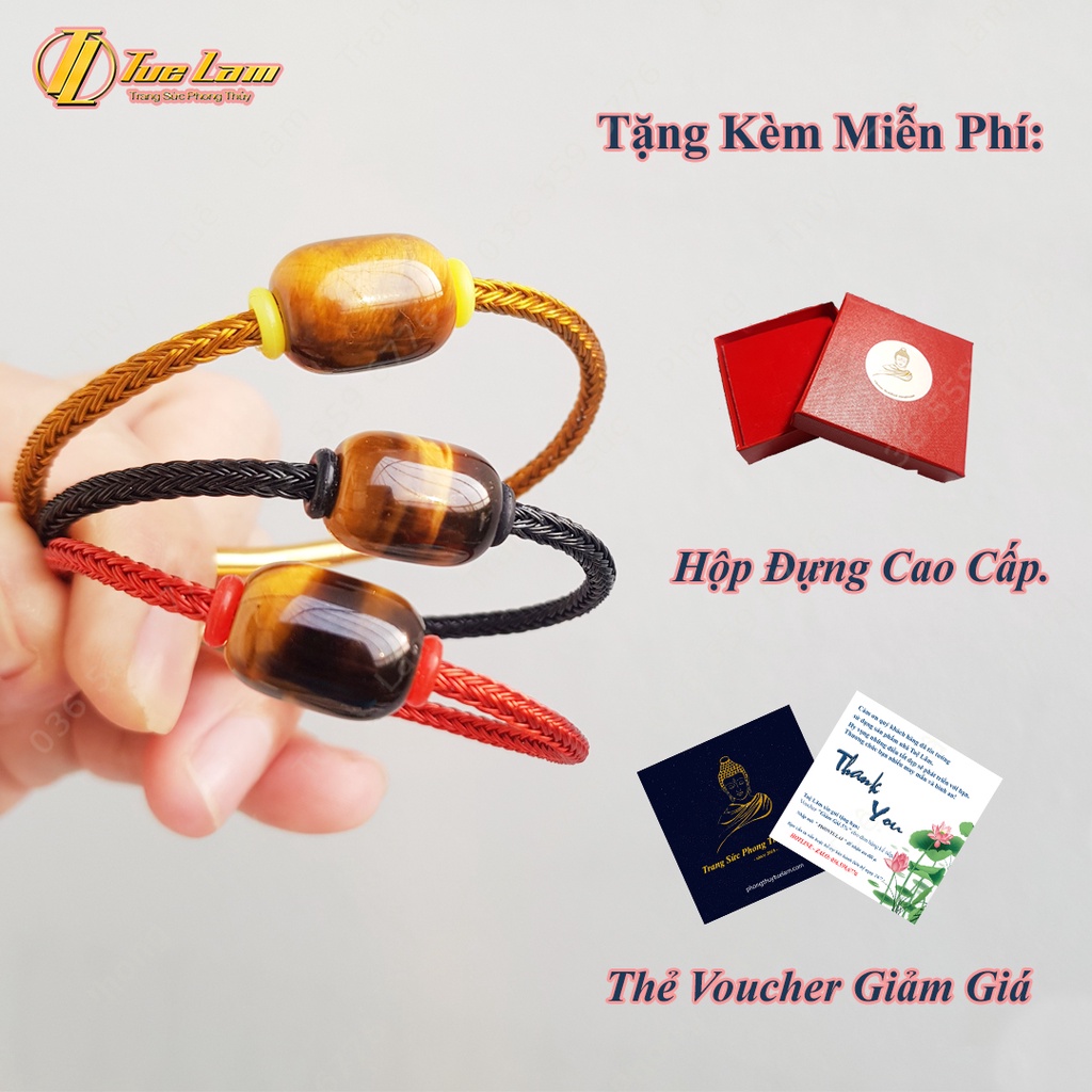 Vòng tay lu thống măt hô nâu vàng hợp mệnh kim thổ, dáng bầu may mắn, chiêu tài hút lộc - Tuệ Lâm