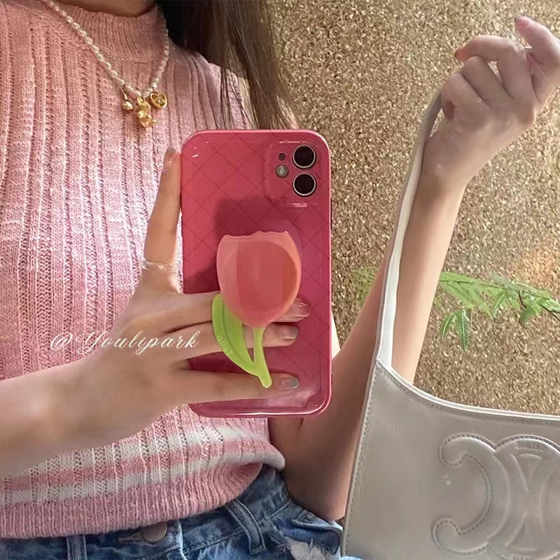Giá Đỡ Điện Thoại Túi Khí Mở Rộng Hình Bánh Quy Kem Hoa Tulip Phong Cách Hàn Quốc Nhẹ Nhàng Trang Trí Điện Thoại
