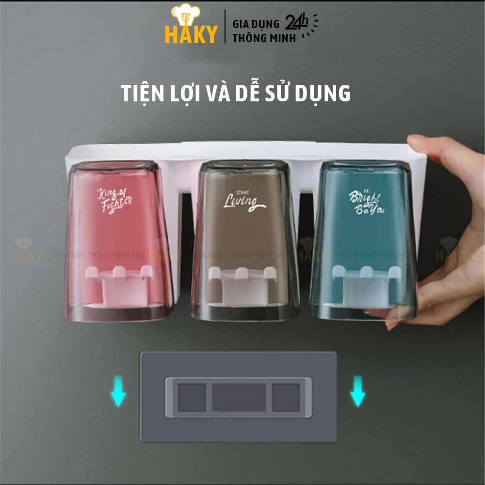 Giá đựng bàn chải đánh răng kèm nhả kem tự động gắn tường đa năng HAKY010, nhỏ gọn, bền bỉ và tiện dụng