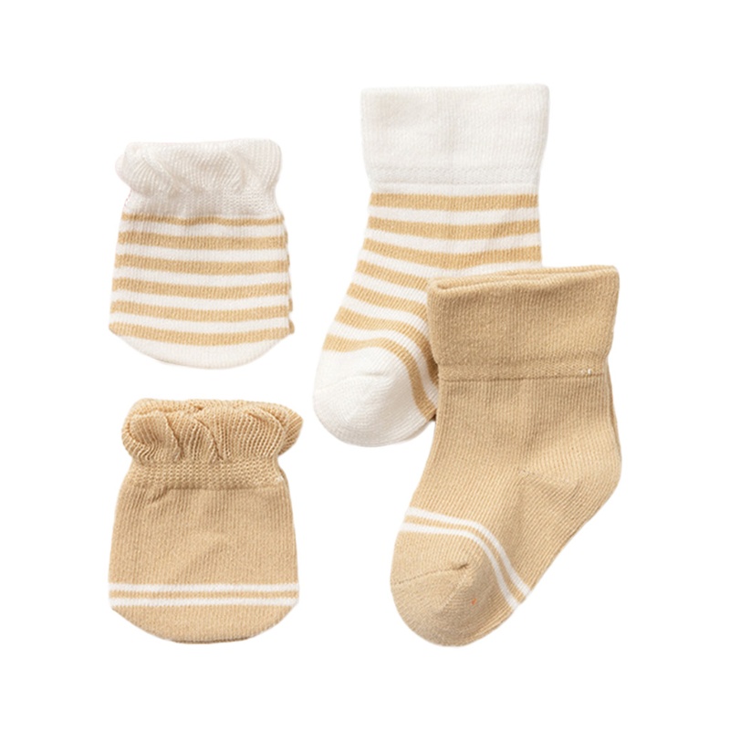 Set 4 Đôi Găng Tay Cotton Thoáng Khí Cho Bé 0-6 Tháng Tuổi