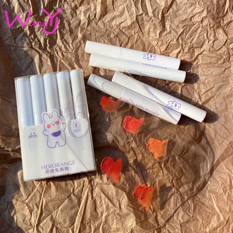 [Hàng mới về] Set 5 son môi HERORANGE vỏ họa tiết thỏ đáng yêu