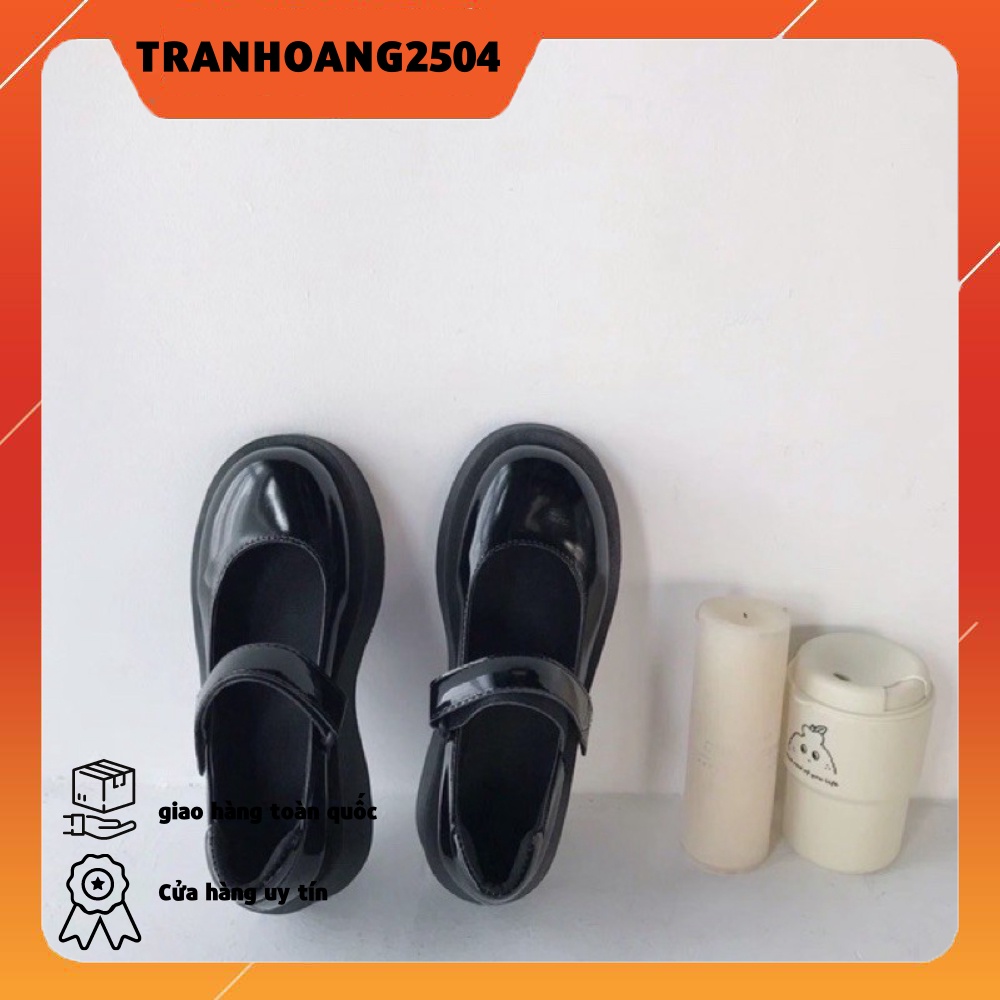 Giày Mary Janes đế bằng quai dán cao 5cm (ảnh thật shop chụp)