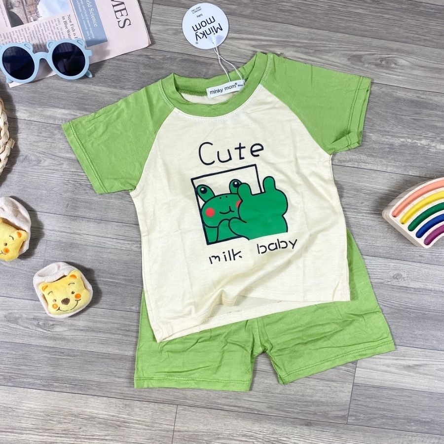 Bộ Thun Lạnh Cộc Tay Cho Bé Trai Bé Gái 8-19kg -TN-IN88 In Động Vật Dễ Thương Chất Vải Thoáng Mát