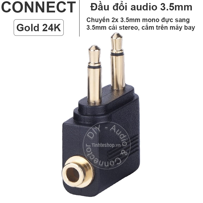 Đầu gộp 2 audio 3.5mm mono vào 1 audio 3.5mm stereo - Jack cắm tai nghe trên máy bay