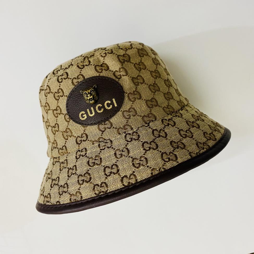 Nón bucket nữ, mũ bucket phối da sành điệu, huy hiệu sang chảnh - Thóc store