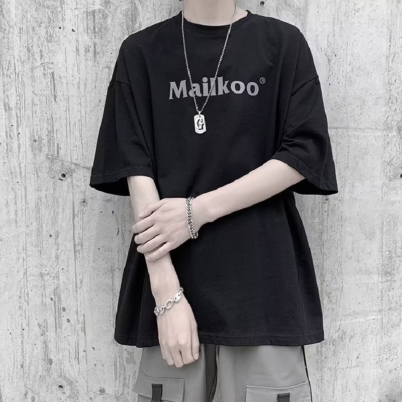 Áo Thun Dáng Rộng In Chữ Phong Cách Hàn Quốc Thời Trang Mùa Hè Cho Nam / Size M-8XL