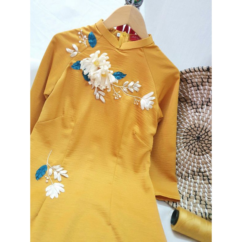 🎀ÁO DÀI TRUYỀN THỐNG LỤA MANGO KẾT HOA💞