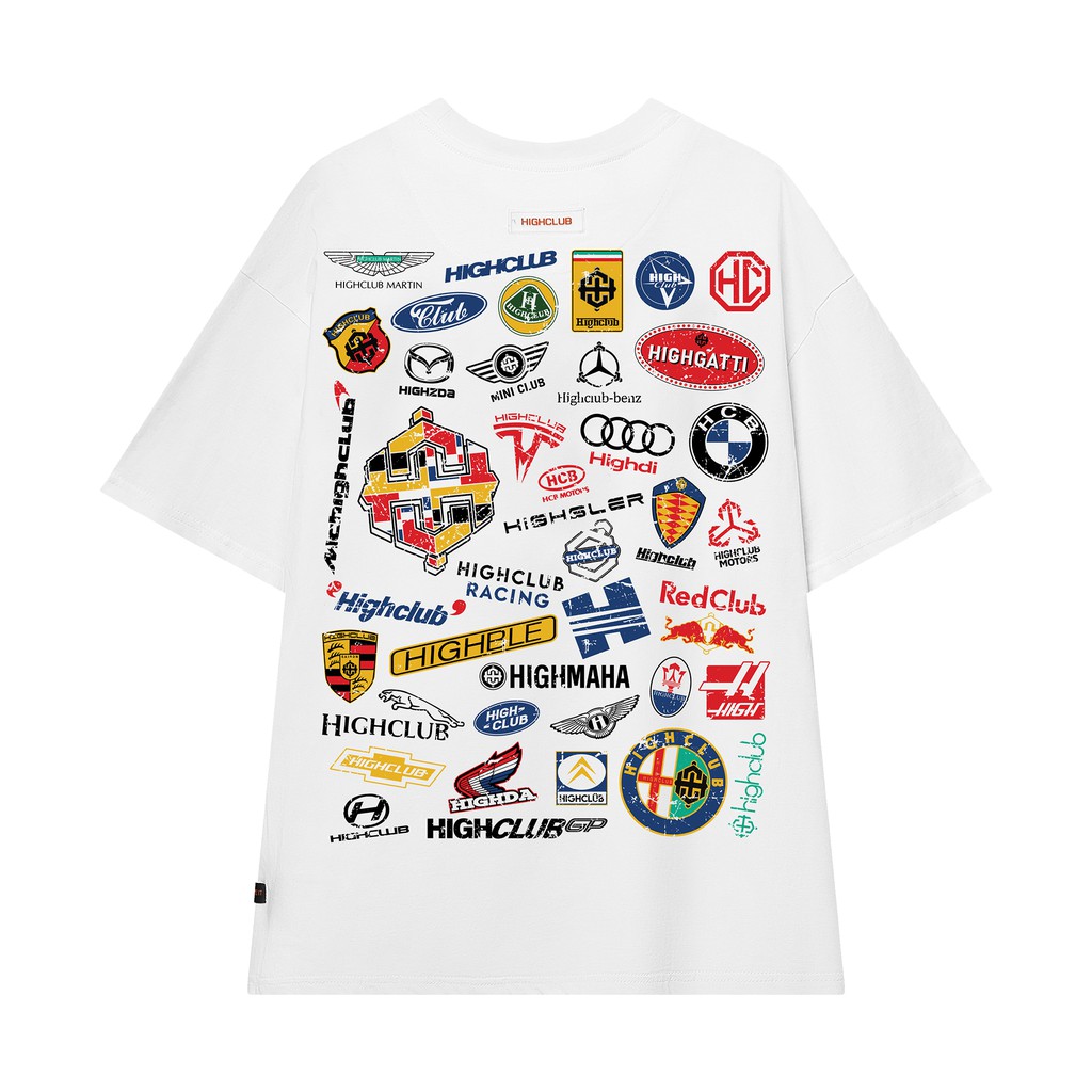 Áo Thun RACING LABELS Tay Lỡ Unisex Nam/Nữ Đen/Trắng Cổ Tròn - HIGHCLUB Brand Chính Hãng