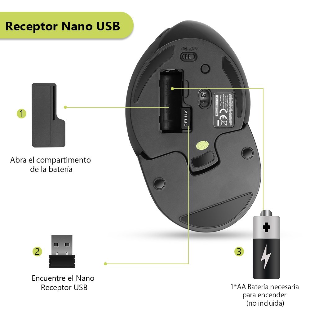 Chuột quang không dây Delux M618Plus 2.4G cao cấp chuyên nghiệp