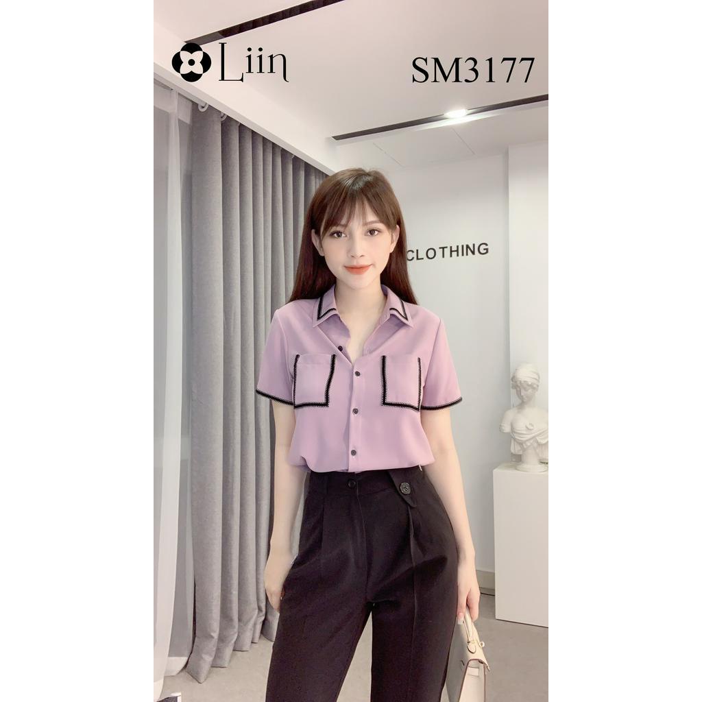 Áo sơ mi Cộc Tay tím Khoai Môn phối túi chất mát Liin Clothing SM3117