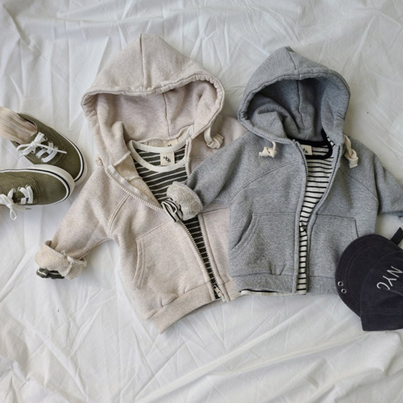Áo khoác hoodie màu trơn thời trang muà thu dành cho bé