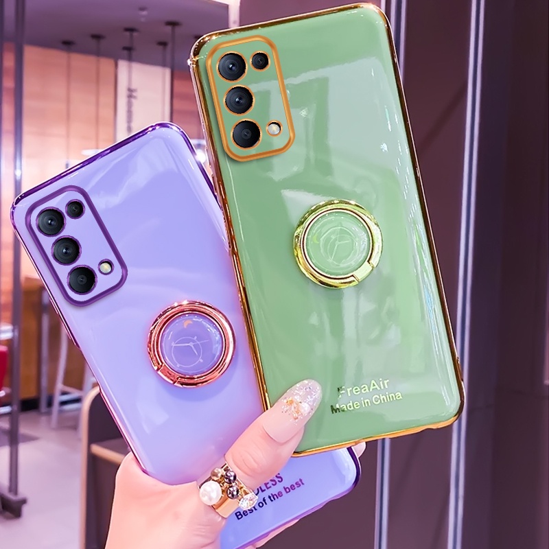 Ốp điện thoại mềm lấp lánh gắn vòng đỡ nam châm sang trọng cho OPPO Reno 6Z A16 Reno 6 Pro Plus 5G Reno6 4G