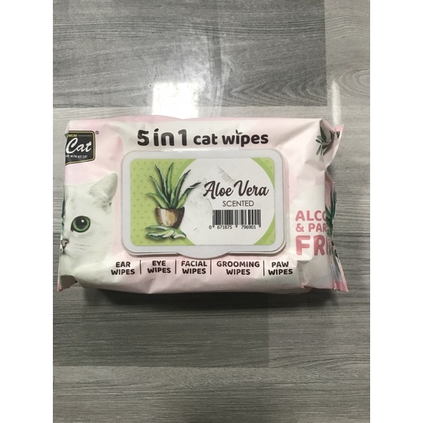 Khăn Giấy Ướt Kháng Khuẩn, Tắm Khô Cho Mèo Kit Cat Hương Aloe Vera