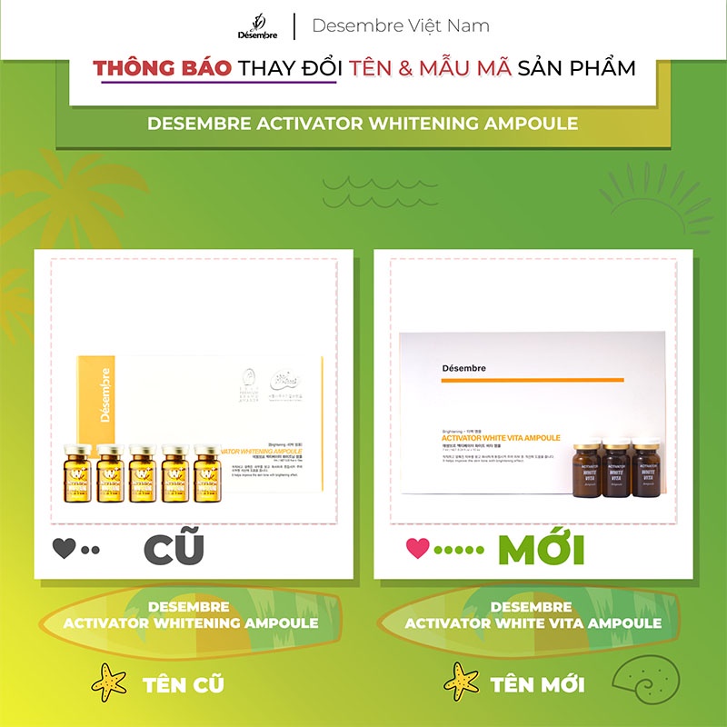 Tế Bào Gốc Dưỡng Trắng Desembre Activator White Vita Ampoule - 01 Ống x 7ml