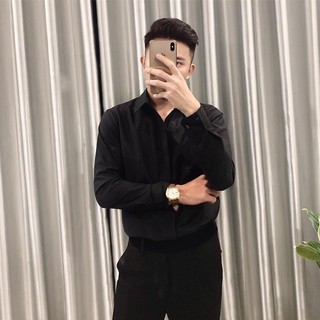 < FREESHIP > Sơmi Đen Vải Lụa [ Form UNISEX ]