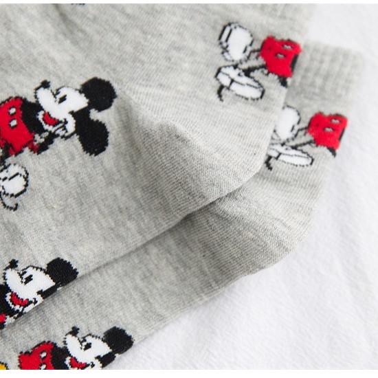 Vớ Cotton Cổ Ngắn In Hình Chuột Mickey Dễ Thương Phong Cách Hàn Quốc Cho Nữ