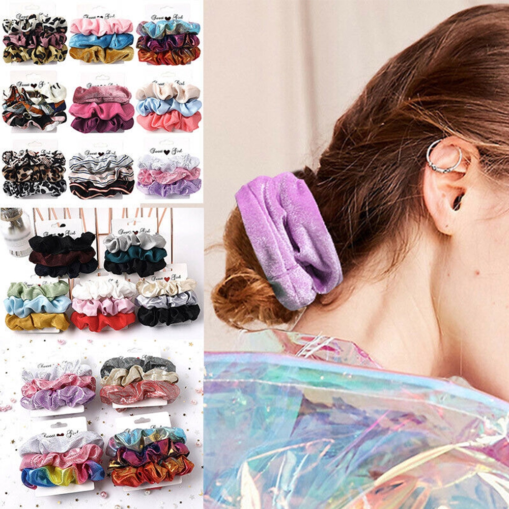 Dây Buộc Tóc Vải Nhung Họa Tiết Chấm Bi