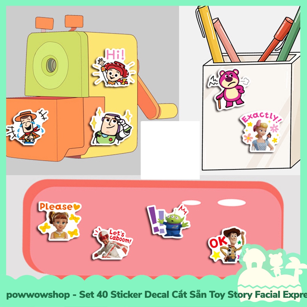 [Sẵn VN - Hỏa Tốc] Set 40 Sticker Mini Decal Dán Trang Trí Vật Dụng Mẫu Câu Truyện Đồ Chơi Toy Story Special Facial